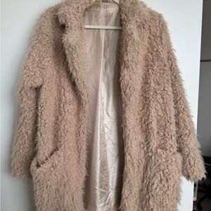 Women's Tan Faux Fur Coat